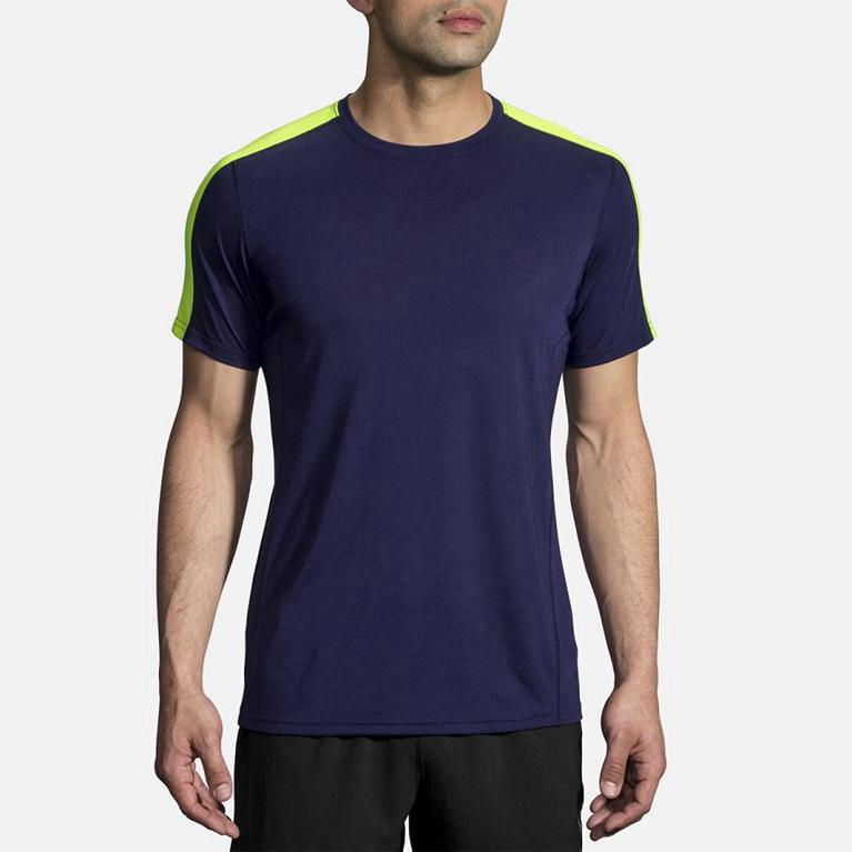 Brooks Distance Men's Short Sleeve Running Shirt - Blue (51068-BTXS)